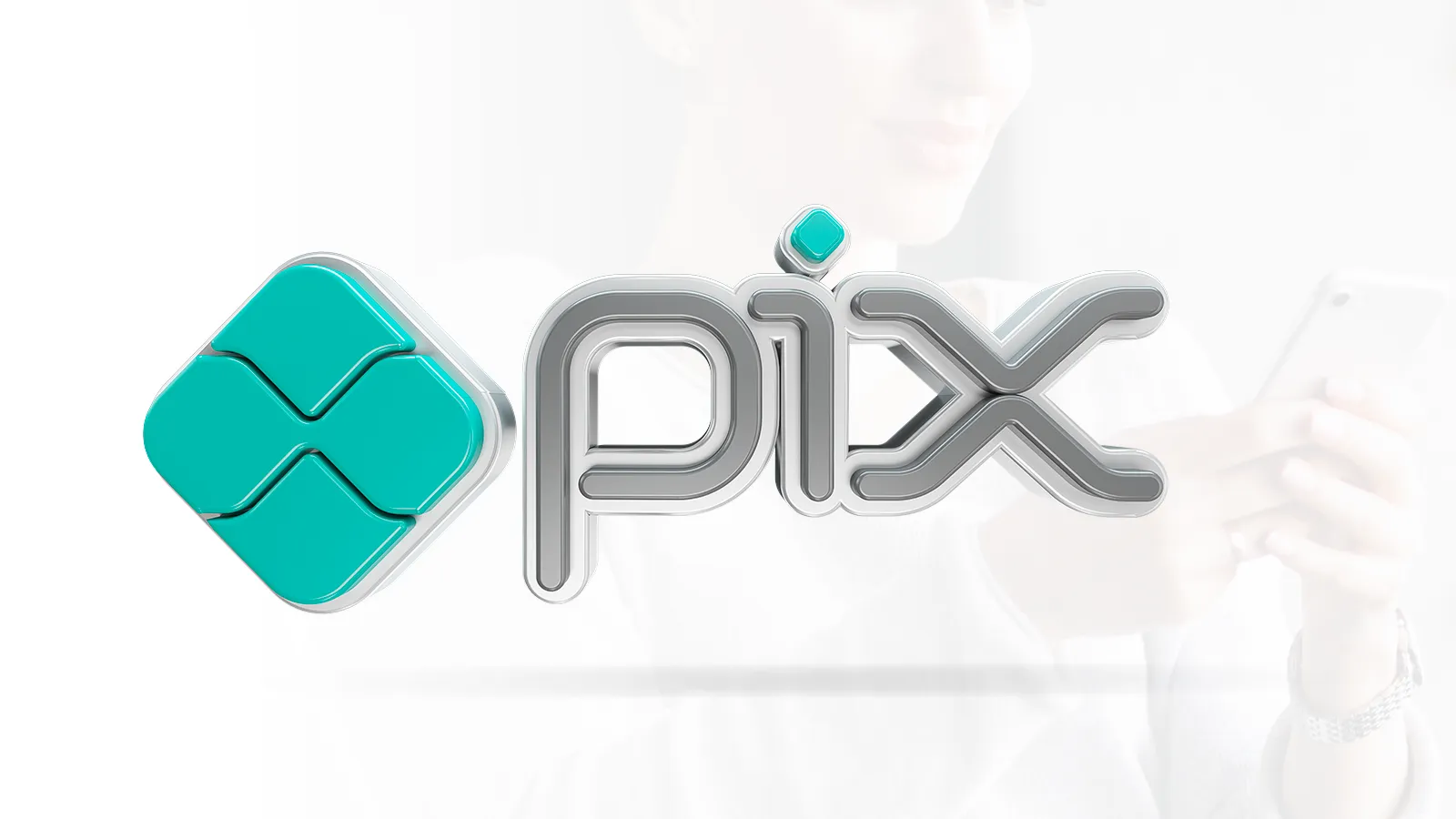 Logotipo do Pix em 3D representando pagamento instantâneo no checkout